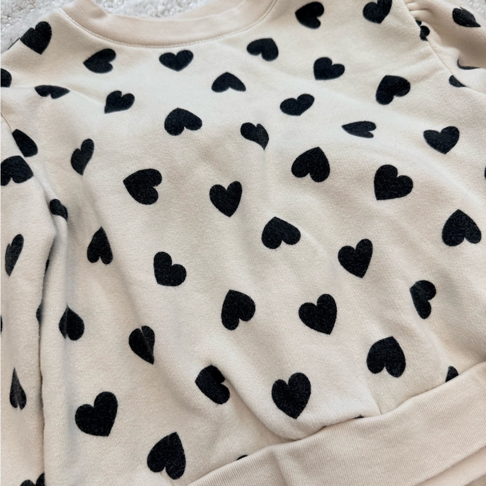 GAP Kids Sweat Set - Cream with Black Hearts Size 3T - Picture 3 of 4